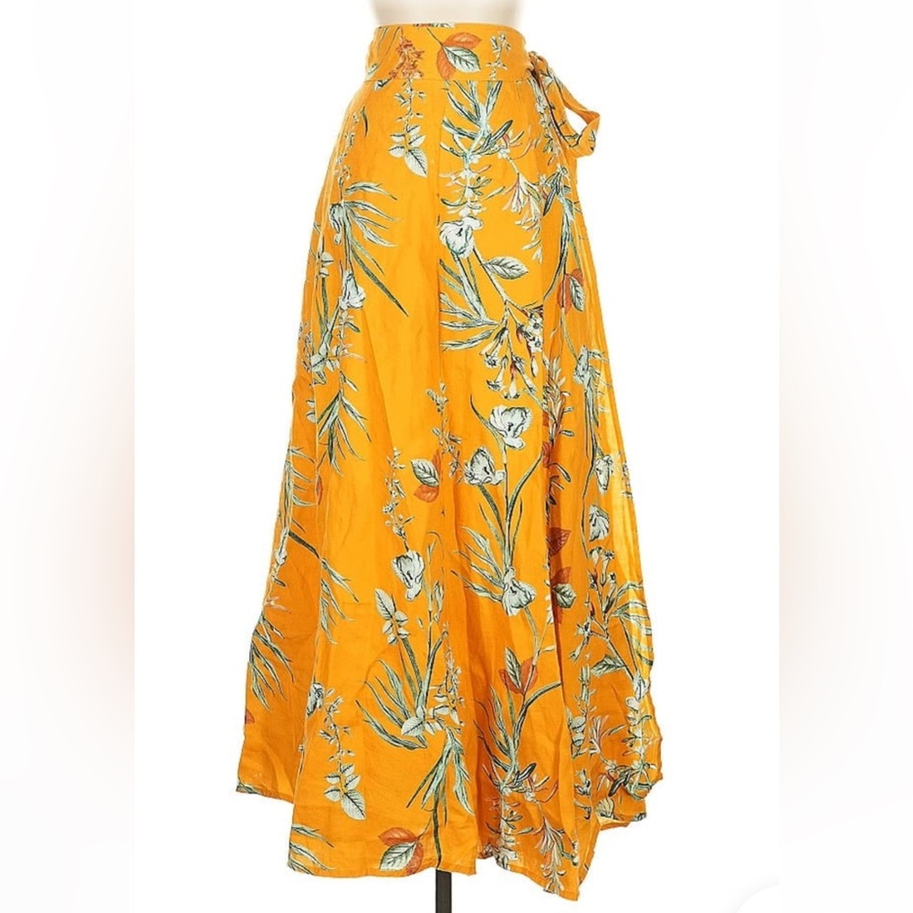 Lanthropy floral linen wrap skirt
